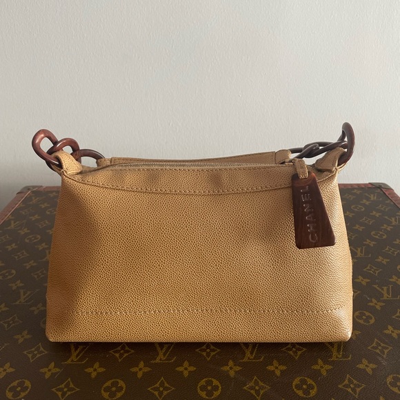 Vintage Chanel Caviar CC Wood Chain Hobo Beige - Picture 5 of 10